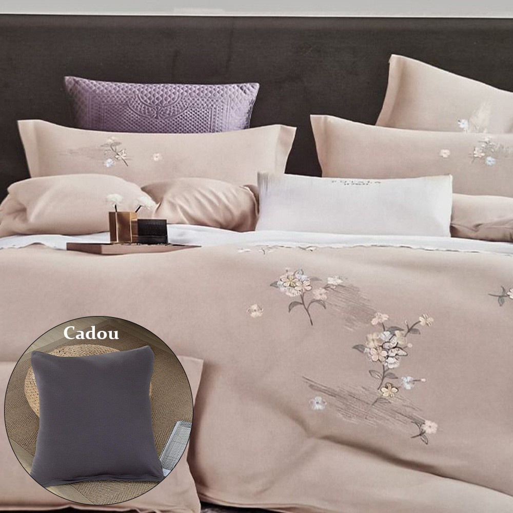 Lenjerie Flowers Bej Premium, Lenjerie De Lux, Lenjerie pat
