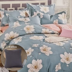 Lenjerie din bumbac pentru pat, lenjerie pat Green Cherry Blossom, Homedit