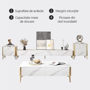 Set comoda tv, masa cafea si console Goldstone, masa living