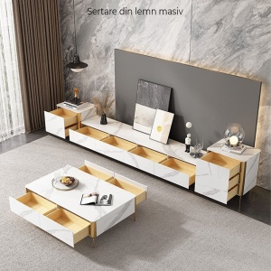 Set comoda tv, masa cafea si console Goldstone, masa living, comoda living, Homedit