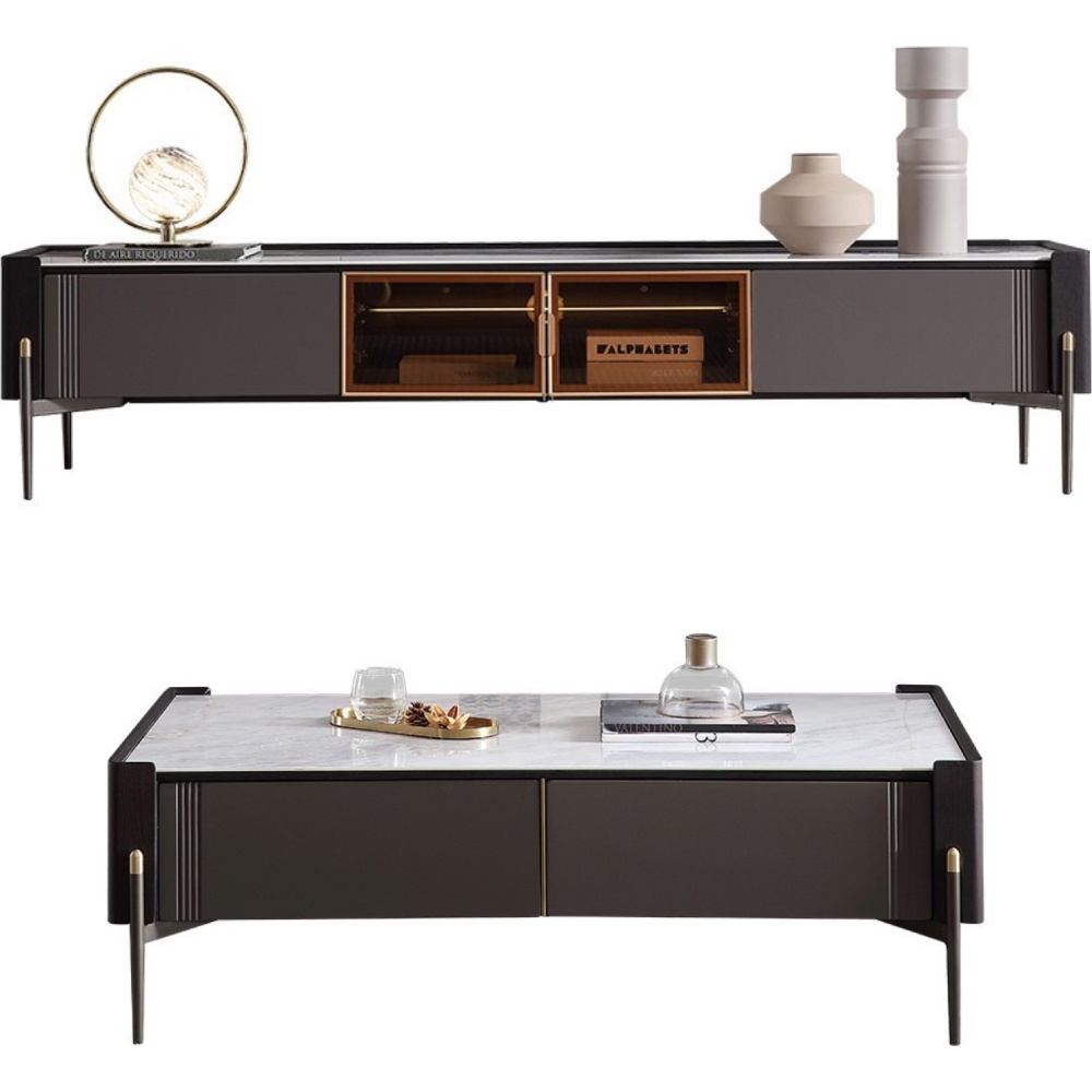 Set comoda tv, masa cafea si console premium Regal, Homedit Set comoda tv, masa cafea si console premium Regal, Homedit