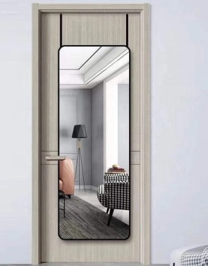 Oglinda pentru usa, oglinda 2 in 1, oglinda perete, oglinda neagra 120 x 30 cm, Homedit