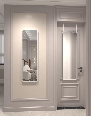 Oglinda pentru usa, oglinda 2 in 1, oglinda perete, oglinda alba 120 x 30 cm, Homedit