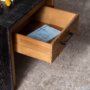 Noptiera, 58 cm x 51 cm x 45 cm din lemn masiv Wabi D, Homedit