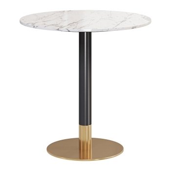 Masa Cocktail 80 x 75 cm Marble Brushed gold, auriu periat si piatra Homedit
