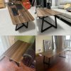 Masuta pentru cafea, 120 cm x 60 cm x 45 cm, masuta premium Walnut din lemn si otel, Homedit