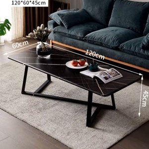 Masuta pentru cafea, 120 cm x 60 cm x 45 cm, masuta premium Black Marble din lemn si otel, Homedit