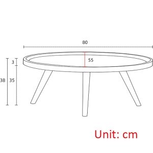 Masuta de cafea din MDF infoliat, 80 cm x 55 cm x 38 cm, masuta living premium Negru Marmura, Homedit