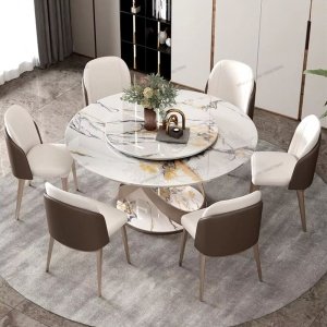 Masa Dining Rotativa, Rotunda Grace Stone, Premium, Homedit