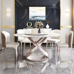 Masa Dining Rotativa, Rotunda Grace Stone, Premium, Homedit