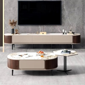 Set Comoda TV si Masuta de Cafea piatra naturala, Consola Tv Epic, Homedit Set Comoda TV si Masuta de Cafea piatra naturala, Consola Tv Epic, Homedit
