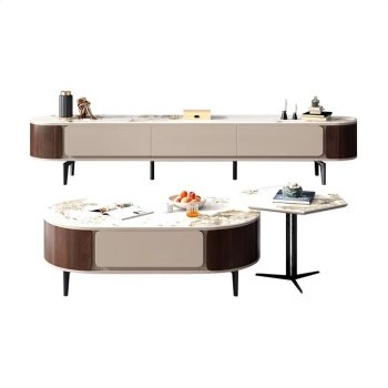 Set Comoda TV si Masuta de Cafea piatra naturala, Consola Tv Epic,  Homedit