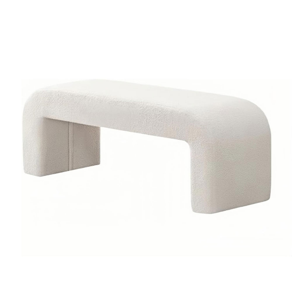 Bancă Lamb Wood Boucle – Tapițerie Boucle Alb, Cadru Lemn Masiv | Homedit