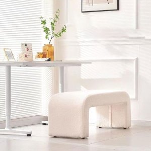 Banca premium Lamb Wood Boucle, alb, Homedit