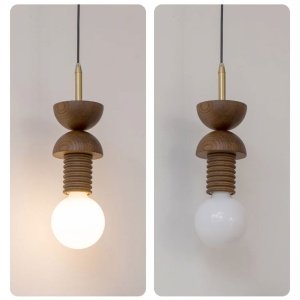 Lampa suspendata Century 2 din lemn de frasin, 9.5 cm x 34 cm, Homedit