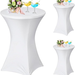 Husa alba masa cocktail 80 cm, husa masa rotunda, Homedit