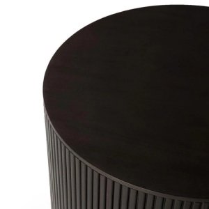 Masuta living rotunda lemn si ardezie Moss, negru, 40 x 40 x 45 cm, Homedit