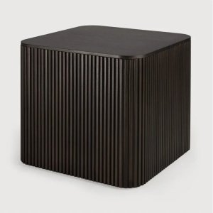 Masuta living rotunda lemn si ardezie Moss, negru, 50 x 50 x 45 cm, Homedit