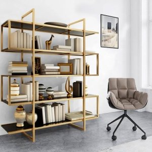 Consola premium Credo, biblioteca cu polite din sticla securizata, 200 x 100 x 45 cm, Homedit