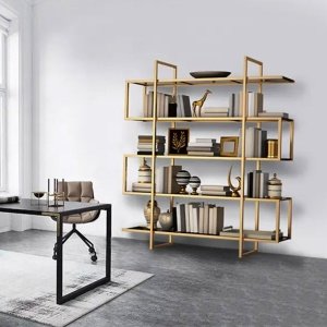 Consola premium Credo, biblioteca cu polite din sticla securizata, 200 x 100 x 45 cm, Homedit