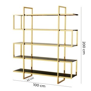 Consola premium Credo, biblioteca cu polite din sticla securizata, 200 x 100 x 45 cm, Homedit