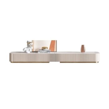Set Comodă TV și Mese Living Decor Plus – Marmură Carrara, Lemn Masiv, Design Premium | Homedit
