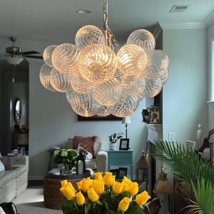 Candelabru Edmonton, sticla si otel, cu 6 sau 12 lumini, Homedit Candelabru Edmonton, sticla si otel, cu 6 sau 12 lumini, Homedit