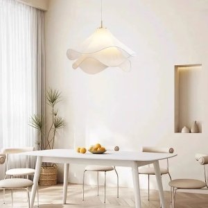 Lampa suspendata Lia, stofa si fier, 80 cm, E27, Homedit