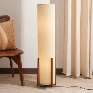Lampa de podea Bryan, frasin si stofa, 120 x 30 cm, E27, Homedit Lampa de podea Bryan, frasin si stofa, 120 x 30 cm, E27, Homedit