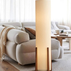 Lampa de podea Bryan, frasin si stofa, 120 x 30 cm, E27, Homedit Lampa de podea Bryan, frasin si stofa, 120 x 30 cm, E27, Homedit