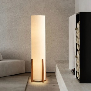 Lampa de podea Bryan, frasin si stofa, 120 x 30 cm, E27, Homedit Lampa de podea Bryan, frasin si stofa, 120 x 30 cm, E27, Homedit