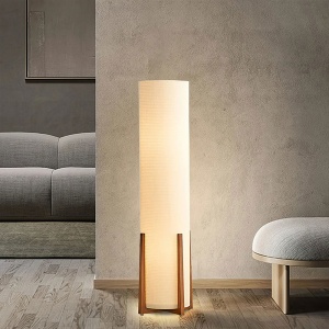 Lampa de podea Bryan, frasin si stofa, 120 x 30 cm, E27, Homedit Lampa de podea Bryan, frasin si stofa, 120 x 30 cm, E27, Homedit