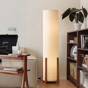 Lampa de podea Bryan, frasin si stofa, 120 x 30 cm, E27, Homedit Lampa de podea Bryan, frasin si stofa, 120 x 30 cm, E27, Homedit