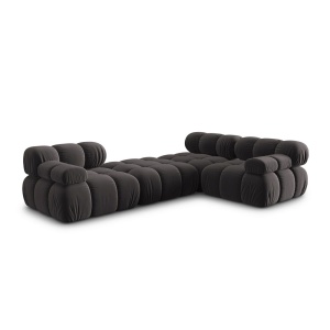 Canapea premium modulara din catifea Bellis, 288 x 96 cm, taburet 96 x 96 cm, gri, Homedit