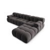 Canapea premium modulara din catifea Bellis, 288 x 96 cm, taburet 96 x 96 cm, gri, Homedit Canapea premium modulara din catifea Bellis, 288 x 96 cm, taburet 96 x 96 cm, gri, Homedit