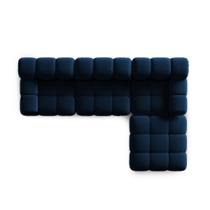 Canapea premium modulara din catifea Bellis, 288 x 96 cm, taburet 96 x 96 cm, albastru, Homedit