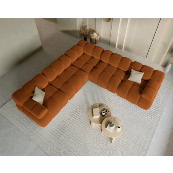 Coltar premium modular din catifea Bellis, 288 x 288 x 96 cm, maro, Homedit
