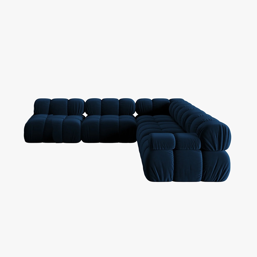 Colțar modular Bellis din catifea antipată albastru| Homedit Colțar modular Bellis din catifea antipată albastru| Homedit