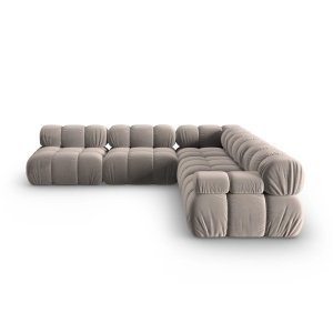 Coltar premium modular din catifea Bellis, 288 x 288 x 96 cm, bej, Homedit
