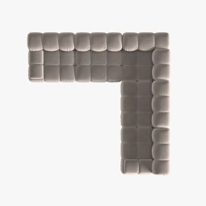 Coltar premium modular din catifea Bellis, 288 x 288 x 96 cm, bej, Homedit
