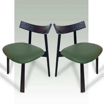 Scaun premium Golian din lemn masiv, piele verde, Homedit