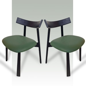 Scaun premium Golian din lemn masiv, piele verde, Homedit