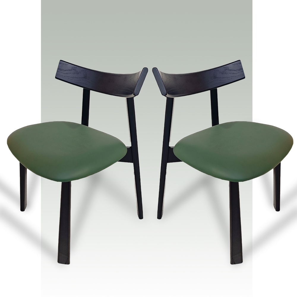 Scaun premium Golian din lemn masiv, piele verde, Homedit