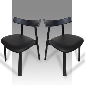Scaun premium Golian din lemn masiv, piele negru, Homedit