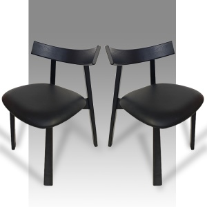 Scaun premium Golian din lemn masiv, piele negru, Homedit