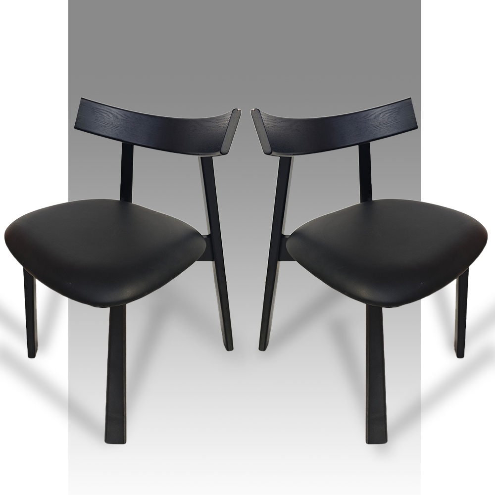 Scaun premium Golian din lemn masiv, piele negru, Homedit Scaun premium Golian din lemn masiv, piele negru, Homedit