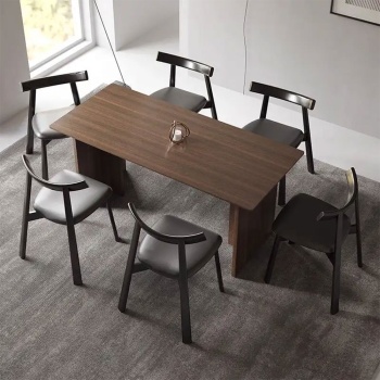 Scaun premium Golian din lemn masiv, piele negru, Homedit