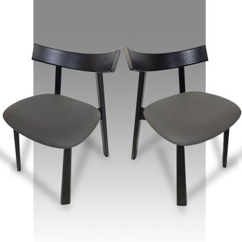 Scaun premium Golian din lemn masiv, piele gri, Homedit