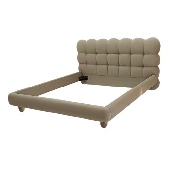 Pat premium Mira, lemn masiv si catifea 180 x 200 cm, Homedit