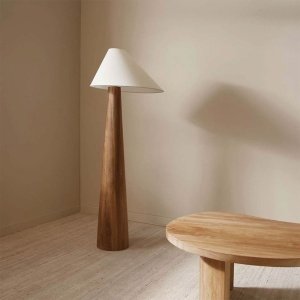 Lampa de podea Miya din lemn de stejar, 150 x 45 cm, Homedit